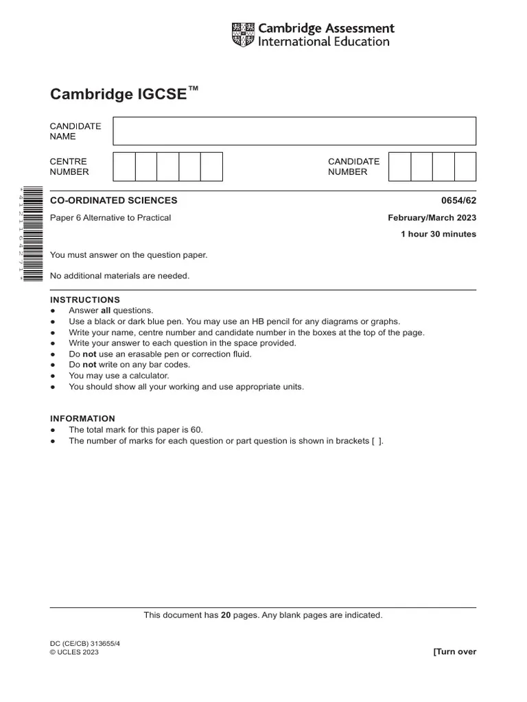 CẤU TRÚC ĐỀ THI CAMBRIDGE IGCSE SCIENCES – COORDINATED (DOUBLE) – 0654